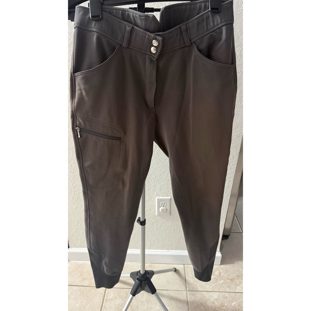 HR Farm Womens Equestrian Breeches Full Seat Silicone Grip Riding Pants Gray 34